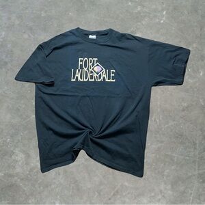 ☀️ Vintage Fort Lauderdale Sea Shell Embroidered Destination Tee Mens XL Black